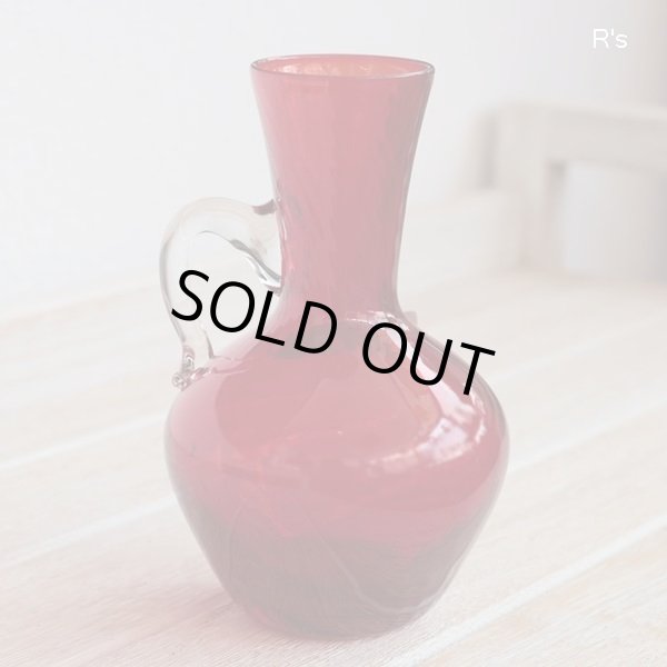 画像3: 手造りガラス　フラワーベース　小さなガラス花瓶　赤　未使用品（ヌ5639）