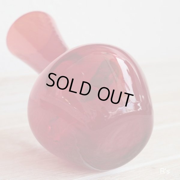 画像5: 手造りガラス　フラワーベース　小さなガラス花瓶　赤　未使用品（ヌ5639）