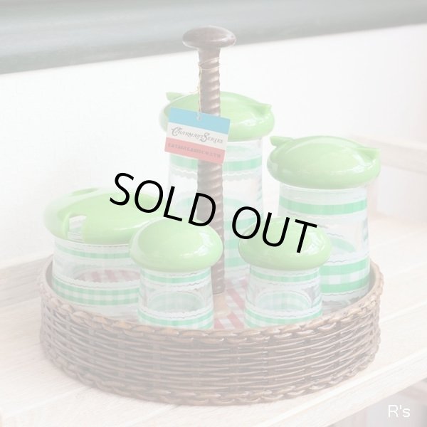 画像2: KATAGI　片木化成　No.219　シャルマンセット　テーブルカスターセット　グリーン　未使用品　箱付き（棚5646）