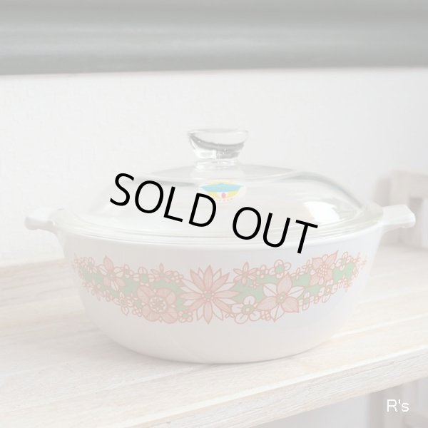 画像2: NARUMI　鳴海製陶　NEOCERAM　クックマスター　オレンジ花柄　20ｃｍ　丸型両手平鍋　未使用品　取扱説明書付き（G5678）