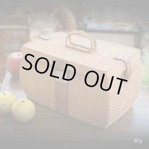 画像: レトロ　天然素材　籠バッグ　バスケット　鍵付き　ユーズド品（店5692）