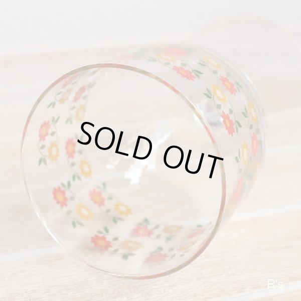 画像4: レトロ　脚付きグラス　小花柄　未使用品（た5732）