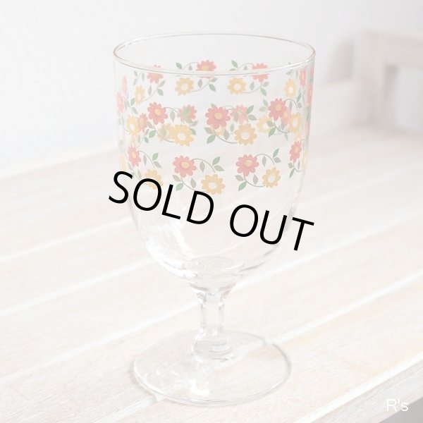 画像2: レトロ　脚付きグラス　小花柄　未使用品（た5732）