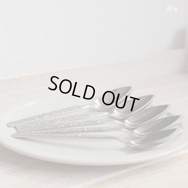 画像4: レトロ　ステンレス　デザートスプーン5本セット　花柄　未使用品（PP5740）