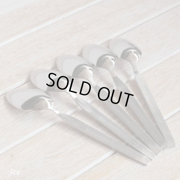 画像5: レトロ　ステンレス　デザートスプーン5本セット　花柄　未使用品（PP5740）