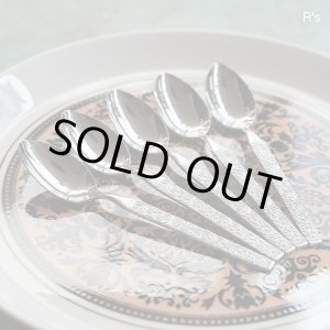 画像: レトロ ステンレス デザートスプーン5本セット 花柄 未使用品(PP5740)