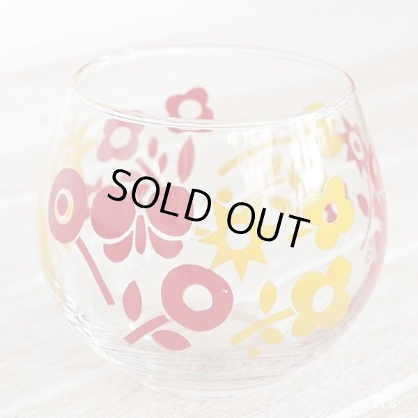 画像3: レトロ　ガラス湯呑み　フリーカップ　花柄　未使用品(h5752)