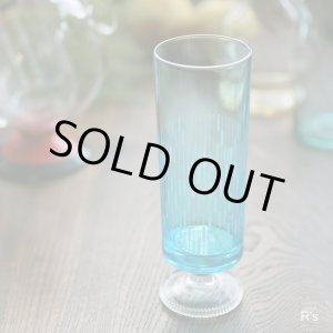 画像: 石塚硝子　アデリアグラス　脚付きタンブラー　ブルー　柄付き　未使用品（R2624）