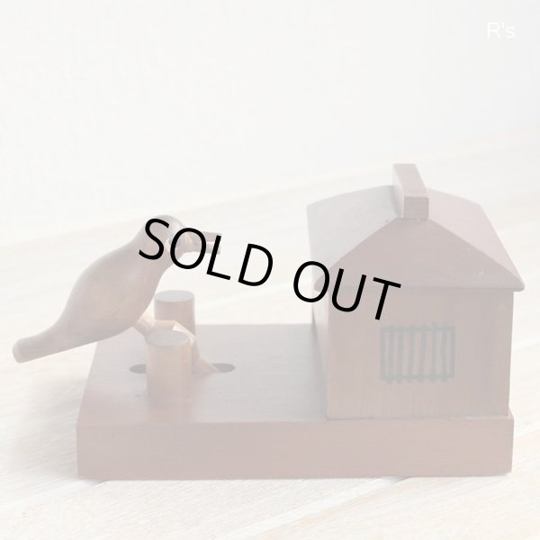 画像4: 木製　からくり楊枝とり　鳥型つまようじ入れ　ユーズド品（店5781）