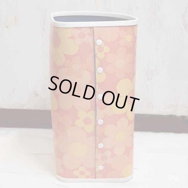 画像5: レトロ　コーナー用ダストボックス　三角ゴミ箱　オレンジ花柄　ユーズド美品（店5787）