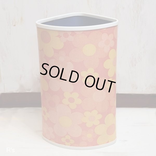 画像3: レトロ　コーナー用ダストボックス　三角ゴミ箱　オレンジ花柄　ユーズド美品（店5787）