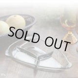 画像: レトロ　ガラス　オードブルプレート　仕切り皿　グリーン　展示品（FF5818）