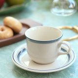 画像: Sango　三郷陶器　KOYO　ストーンウェア　コーヒーカップ＆ソーサー　ブルーライン　未使用品（AA5839）