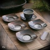 画像: 杉金堂　銅製茶托　5客揃え　茶さじ付き　未使用品（た5843）