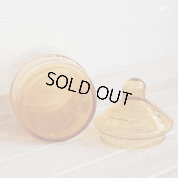 画像6: 石塚硝子　アデリアグラス　ガラスキャニスター　ボンボン入れ　花ざかり　アンバー　未使用品（U5864）