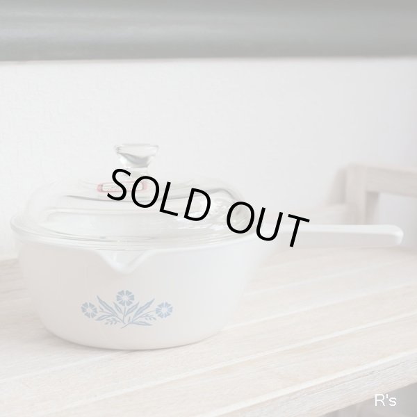 画像2: 岩城硝子　パイロセラム　ミルクパン　15ｃｍ片手鍋　ブルーコーンフラワー　未使用品 （へ 5902）