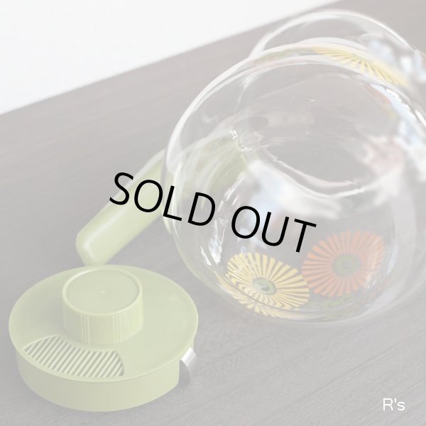 画像6: KAMEI　GLASS　カメイグラス　ガラス　ティー・コーヒーポット　花柄　グリーン　未使用品 （W5930）