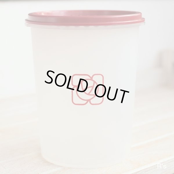 画像2: タッパーウェア　マキシデコレーター小　クリアに赤い花柄×蓋赤　未使用品 （冷1156）