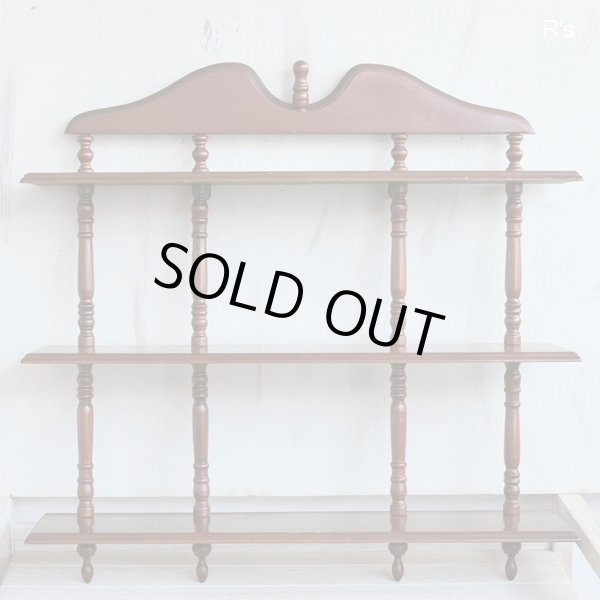 画像2: 木製　レトロ飾り棚　3段吊り棚　ウッドラック　ユーズド品