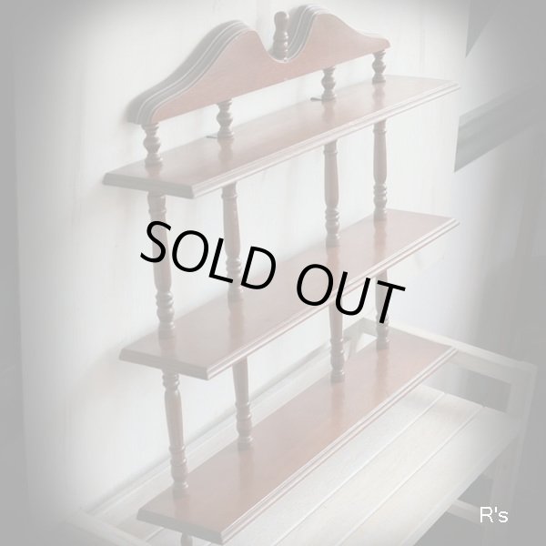 画像3: 木製　レトロ飾り棚　3段吊り棚　ウッドラック　ユーズド品