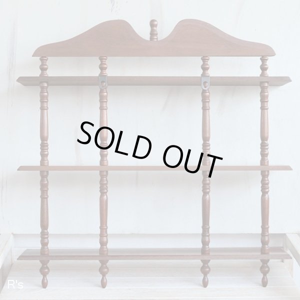 画像10: 木製　レトロ飾り棚　3段吊り棚　ウッドラック　ユーズド品