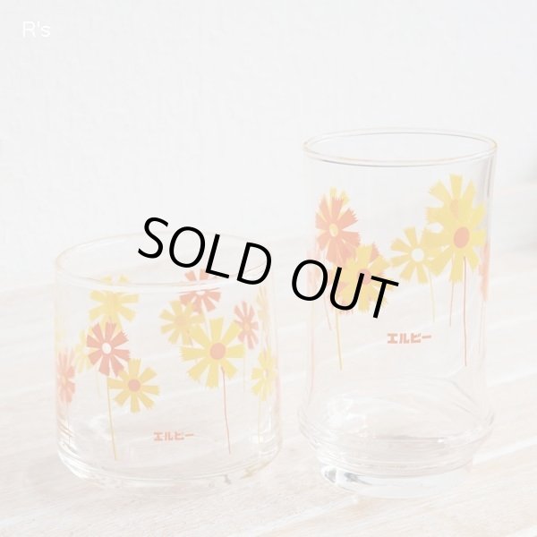 画像2: 石塚硝子　アデリアグラス　エルビー　花柄グラス2客セット　未使用品 （ｖ5963）