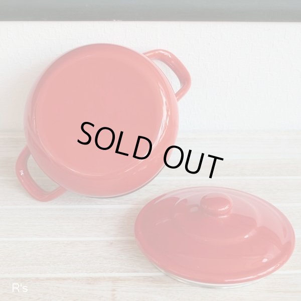 画像5: ｄｗ　デコラウェア　ホーロー両手鍋　15ｃｍ　赤　未使用品(KK2500)