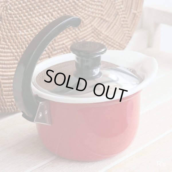 画像3: エナポットポリー　enawear　エレガント　ホーローケトル　片手鍋　赤　0.7L　ユーズド美品(Q4224)