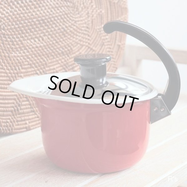 画像2: エナポットポリー　enawear　エレガント　ホーローケトル　片手鍋　赤　0.7L　ユーズド美品(Q4224)