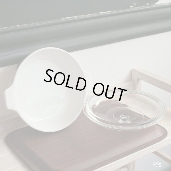 画像4: U.S.A.コーニング　岩城硝子　パイレックス　ガラス両手平鍋　チューリップ柄　未使用品(u1688)