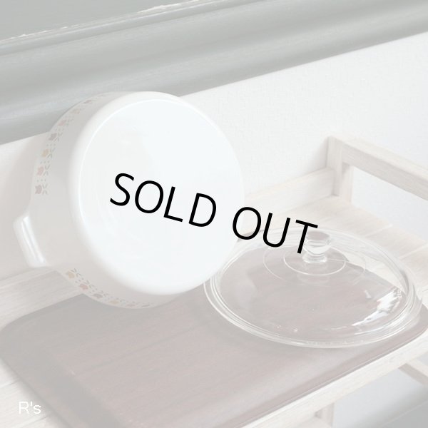 画像6: U.S.A.コーニング　岩城硝子　パイレックス　ガラス両手平鍋　チューリップ柄　未使用品(u1688)