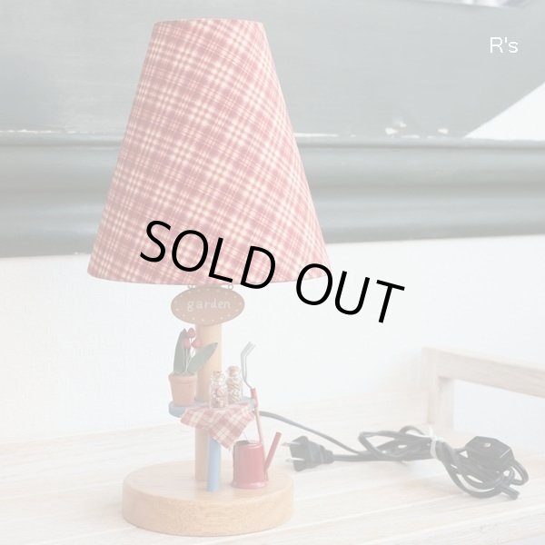 画像4: イシグロ　木製スタンドライト　ムードランプ　GARDEN　タータンチェック　赤　ユーズド品（店737）