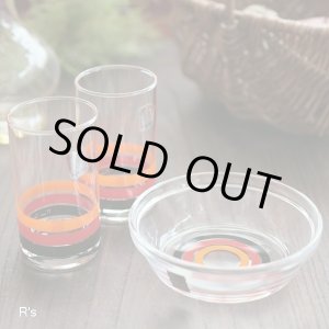 画像: Sasaki　Glass　佐々木硝子　ピエール・カルダン　レトロ　タンブラー2客＆ガラスボウルセット　未使用品（エ335）