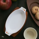 画像: NARUMI　鳴海製陶　クックマスター　グラタン皿　木製受け皿付き　未使用品（せ2885）