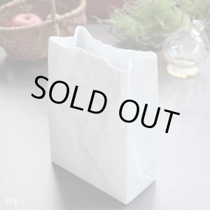 画像: セラミック・ジャパン　CRINKLE　SUPER　BAG　小松誠デザイン　フラワーベース　白　ユーズド品（TT3488）