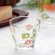 画像1: レトロ　ガラスカップ　グラス　花柄　オレンジ＆グリーン　未使用品（ミ2114）
