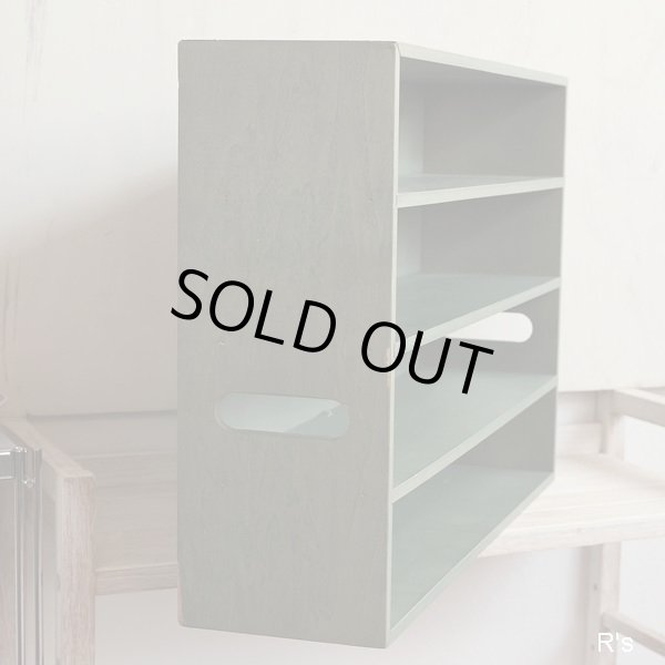 画像6: レトロ　木製　飾り棚　4段　コレクションキャビネット　グリーン　ユーズド品（店2250）