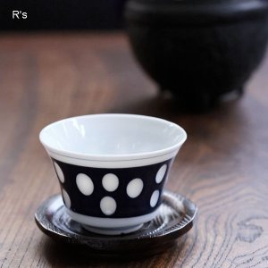 画像: レトロ　水玉湯呑み　台形　細型　未使用品　(j 2591)