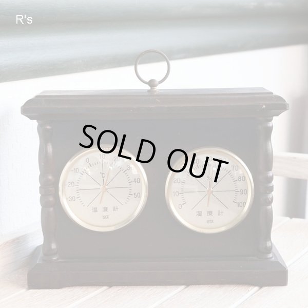 画像2: レトロ　木製　温湿度計　ユーズド品（店493）