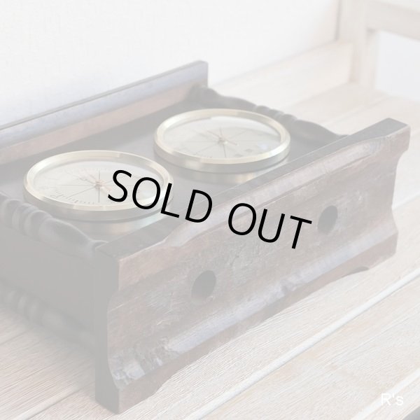 画像13: レトロ　木製　温湿度計　ユーズド品（店493）