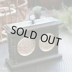 画像: レトロ　木製　温湿度計　ユーズド品（店493）