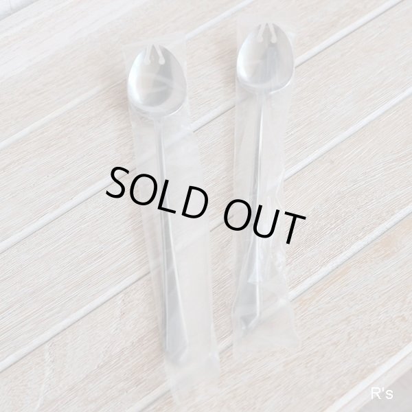 画像2: S.K.&CO.　レトロ　ステンレス　先割れスプーン　パフェスプーン　ペアセット　未使用品　袋入り（ヒ 2862）