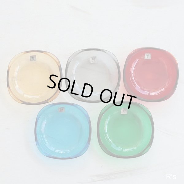 画像2: カガミクリスタル　ハイカラーセット　ガラス小皿　5色セット　未使用品（YY5392）