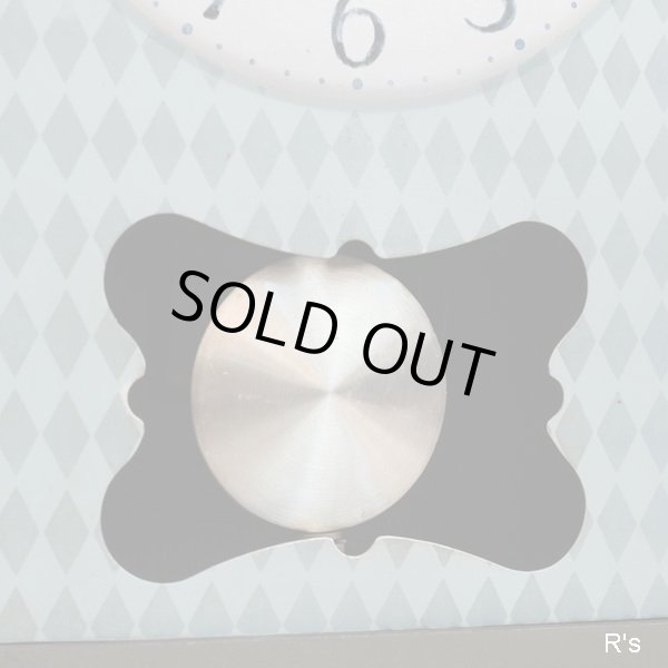 画像8: 明治時計　ウォールクロック　壁掛け振り子時計　グリーン　ダイヤ柄　ユーズド品