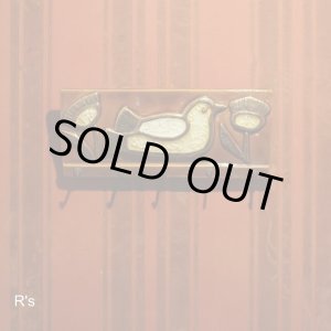 画像: レトロ　陶器製　5連キーフック　鳥と花　ユーズド品（店4266）