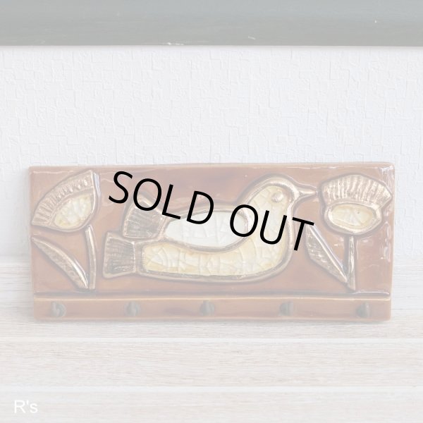 画像3: レトロ　陶器製　5連キーフック　鳥と花　ユーズド品（店4266）