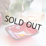 画像: HOYA　GLASS　ホヤグラス　13ｃｍ　ガラス　スクエアプレート　赤　未使用品（セ64）