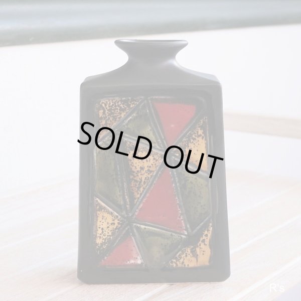 画像2: レトロ　陶器製　角型　フラワーベース　モザイク　ユーズド品（店2189）