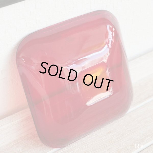 画像5: HOYA　GLASS　ホヤグラス　13ｃｍ　ガラス　スクエアプレート　赤　未使用品（セ64）