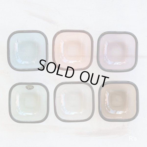 画像2: HOYA　CRYSTAL　ガラス　6.5ｃｍ角豆皿　6色セット　未使用品（セ2619）